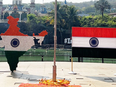 Patriotic décor across key zones  